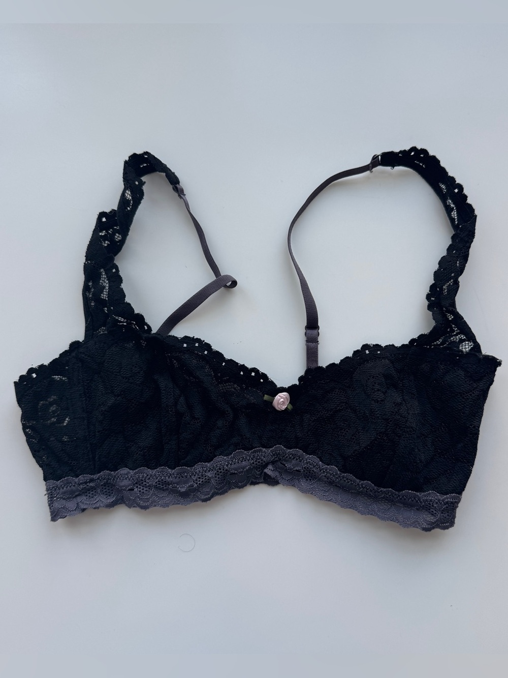 Intimately Free People Black Lace Bralette – Scalloped Edge, Size S/P